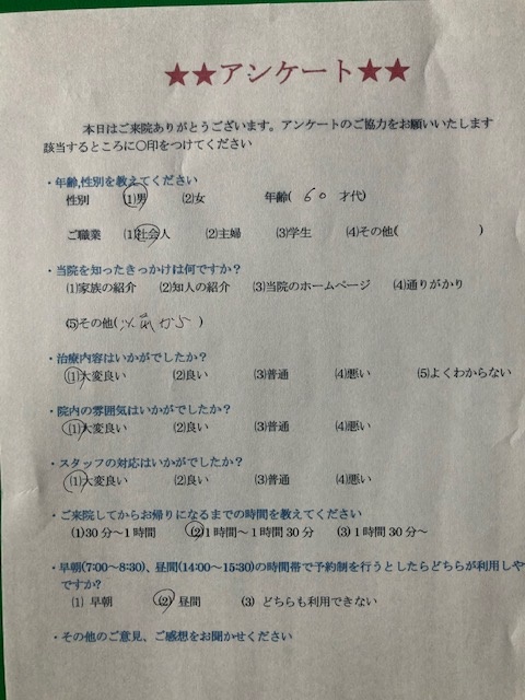 患者様の声をいただきました。