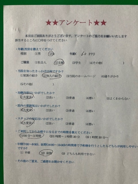 患者様の声をいただきました。