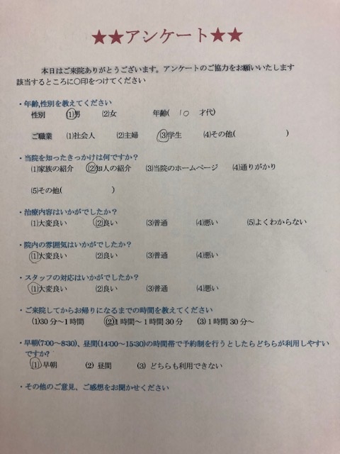 患者様の声をいただきました。