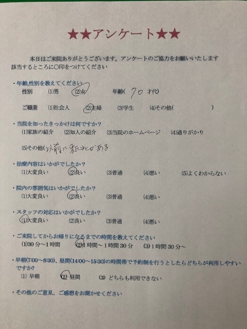 患者様の声をいただきました。