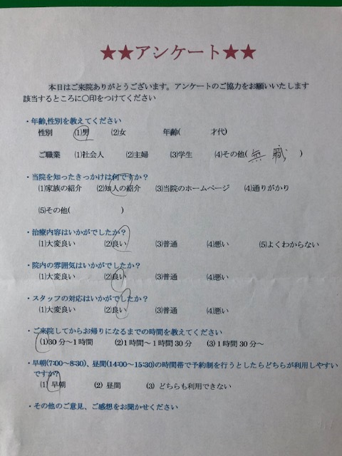 患者様の声を頂きました。