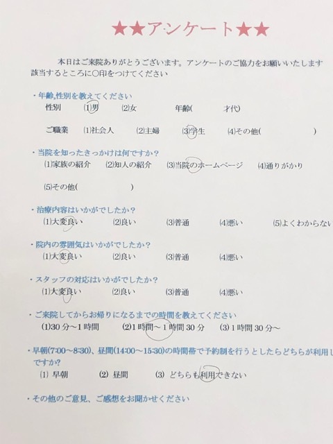 患者様の声を頂きました。