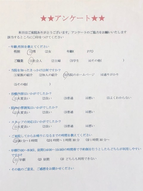患者様の声を頂きました。
