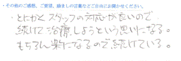  患者様の声 をいただいました。