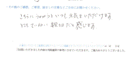  患者様の声 をいただきました。