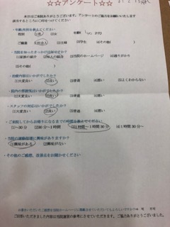  患者様の声 を頂きました。