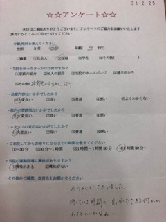  患者様の声 を頂きました。