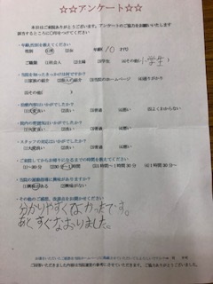 分かりやすくてよかったです。あとすぐなおりました。　と 患者様の声 をいただきました。