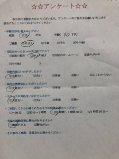  患者様の声 をいただきました。