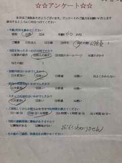  患者様の声 をいただきました。