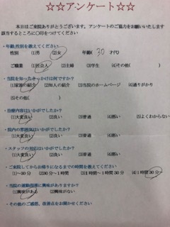  患者様の声 をいただきました。