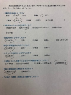  患者様の声 をいただきました。