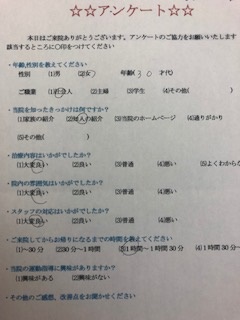  患者様の声 をいただきました。