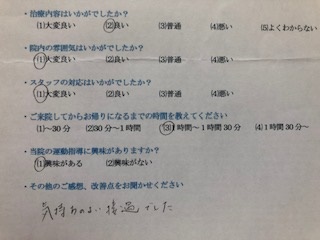 気持ちのよい接遇でした。　と 患者様の声 をいただきました。