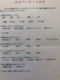  患者様の声 をいただきました。