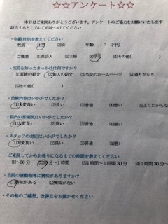  患者様の声 をいただきました。