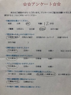  患者様の声 をいただきました。