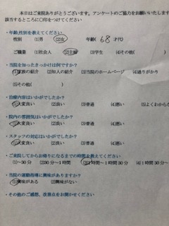  患者様の声 をいただきました。