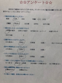  患者様の声 をいただきました。