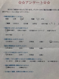  患者様の声 をいただきました。