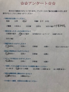  患者様の声 をいただきました。