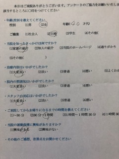  患者様の声 をいただきました。