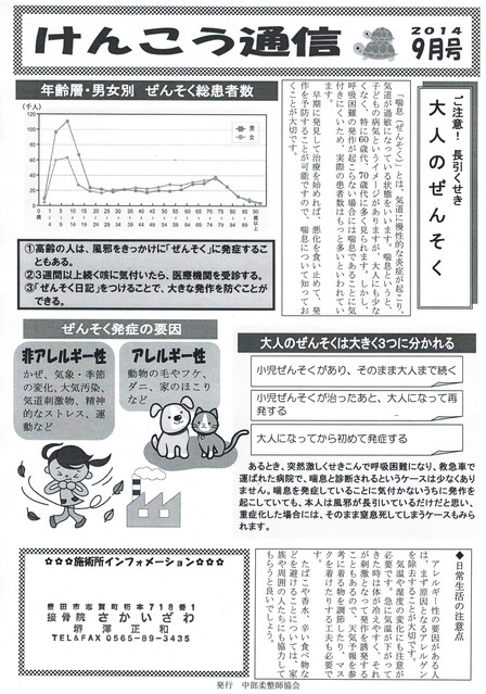 けんこう　通信　２０１４　９月号　大人のぜんそく