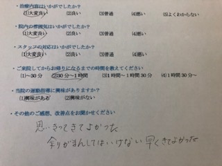 思いきってきてよかった。余りがまんしてはいけない早くきて良かったです。と 患者様の声 をいただきました。
