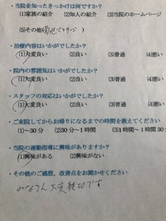 みなさん大変親切です。と 患者様の声 をいただきました。
